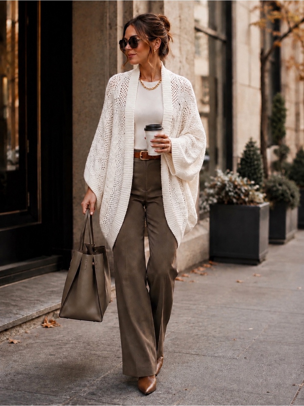 Laundry By Shelli Segal Cream Cable Knit Cocoon Shrug Sweater Onesize